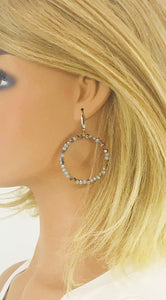 Light Blue Glass Bead Hoop Earrings - E19-2423