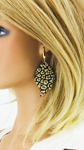 Gold Glitter Leopard Leather Earrings - E19-2427
