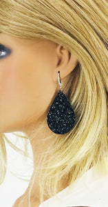 Black Chunky Glitter on Leather Earrings - E19-2432