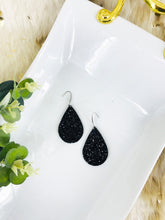 Load image into Gallery viewer, Black Chunky Glitter on Leather Earrings - E19-2432