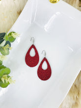 Load image into Gallery viewer, Red Glitter on Leather Earrings - E19-2437