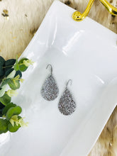 Load image into Gallery viewer, Silver Chunky Glitter on Leather Earrings - E19-2441