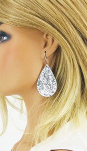Silver Chunky Glitter on Leather Earrings - E19-2441