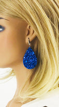 Load image into Gallery viewer, Royal Blue Chunky Glitter on Leather Earrings - E19-2448