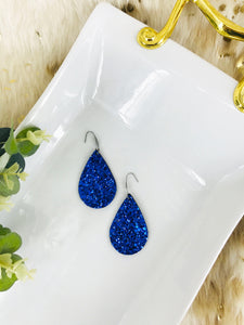 Royal Blue Chunky Glitter on Leather Earrings - E19-2448