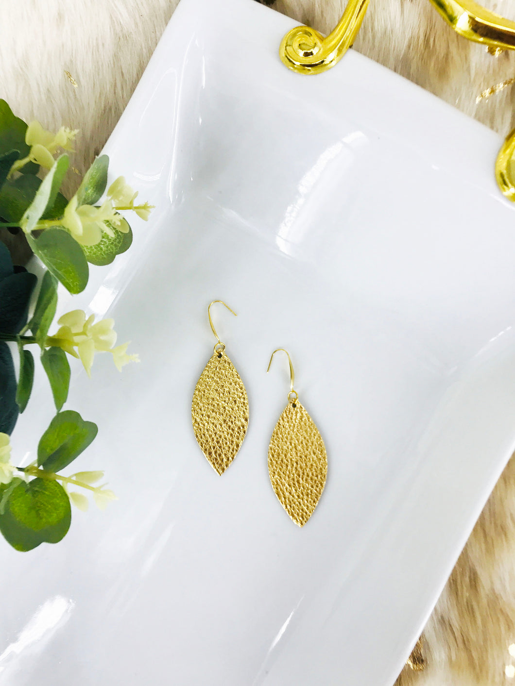 Gold Genuine Leather Earrings - E19-2457