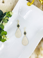 Load image into Gallery viewer, Druzy Agate and Platinum Amazon Cobra Leather Earrings - E19-2466