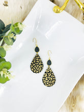 Load image into Gallery viewer, Druzy Agate and Gold Glitter Leopard Leather Earrings - E19-2467