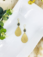 Load image into Gallery viewer, Druzy Agate and Pebbled Gold Leather Earrings - E19-2468