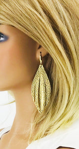 Pebbled Gold Leather Earrings - E19-2488