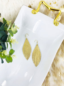 Pebbled Gold Leather Earrings - E19-2488