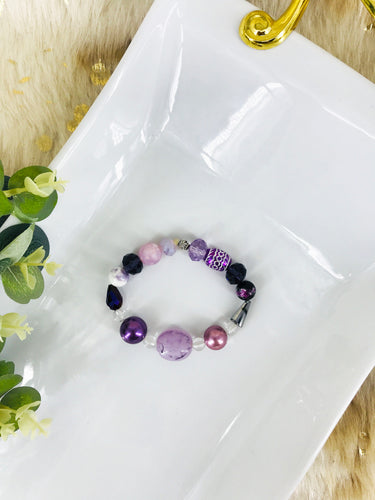 Big & Bold Collection Glass Bead Stretchy Bracelet - B251