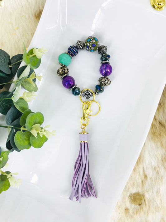 Glass Bead Bracelet Keychain – K254