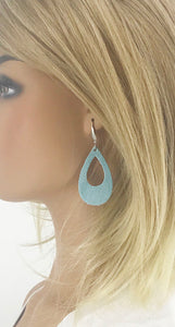 Pearlized Soft Blue Leather Earrings - E19-2581