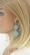 Load image into Gallery viewer, Pearlized Soft Blue Leather Earrings - E19-2586