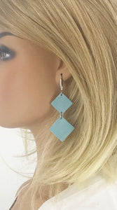 Pearlized Soft Blue Leather Earrings - E19-2586