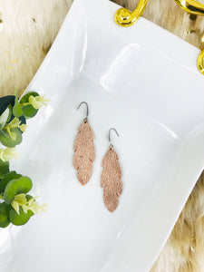Rose Gold Feather Leather Earrings - E19-2621