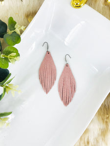 Pink Leather Fringe Earrings - E19-2623