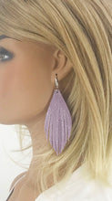 Load image into Gallery viewer, Lilac Leather Fringe Earrings - E19-2627