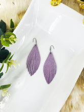 Load image into Gallery viewer, Lilac Leather Fringe Earrings - E19-2627