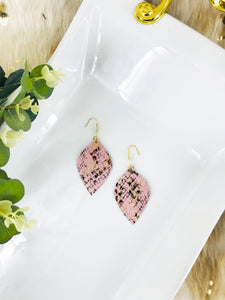 Pink Snake Skin Leather Earrings - E19-2631