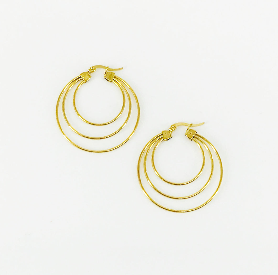 Golden Stainless Steel Hoop Earrings - E19-2632