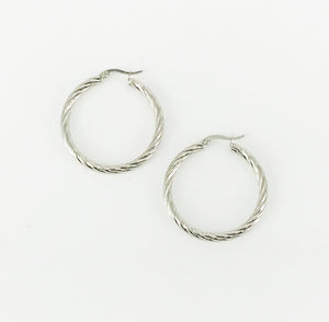 Twisted Stainless Steel Hoop Earrings - E19-2633