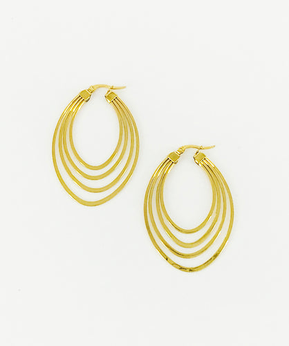 Golden Oval Stainless Steel Hoop Earrings - E19-2637