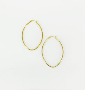 Golden Oval Stainless Steel Hoop Earrings - E19-2638