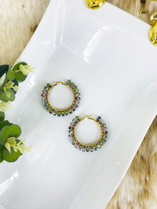 Glass Bead and Stainless Steel Hoop Earrings - E19-2643