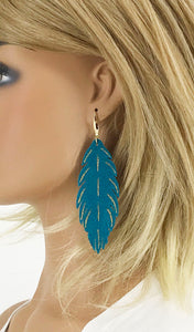 Turquoise Feather Suede Earrings - E19-2691
