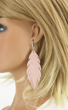 Load image into Gallery viewer, Pink Suede Feather Leather Earrings - E19-2692