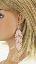 Load image into Gallery viewer, Pink Suede Feather Leather Earrings - E19-2694