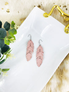 Pink Suede Feather Leather Earrings - E19-2694