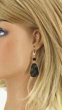 Load image into Gallery viewer, Hair on Camo Leather Teardrop Pendant Earrings - E19-2695