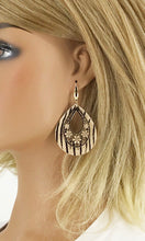 Load image into Gallery viewer, Hair On Zebra Leather and Pendant Earrings - E19-2697