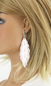White Feather Genuine Leather Earrings - E19-2699