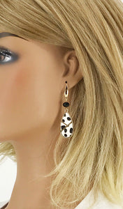 Hair On Spotted Leopard Leather Pendant Earrings - E19-2705