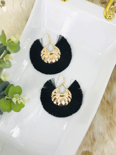 Large Fan Shaped Tassel Earrings - E19-2767