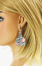 Load image into Gallery viewer, Genuine Cork on Leather Cow Tag Earrings - E19-2784
