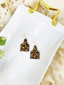 Genuine Cork on Leather Cow Tag Earrings - E19-2787