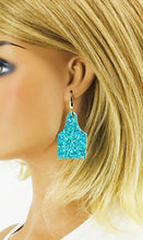 Load image into Gallery viewer, Genuine Glitter on Leather Cow Tag Earrings - E19-2789