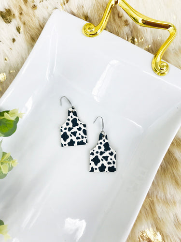 Genuine Cork on Leather Cow Tag Earrings - E19-2796