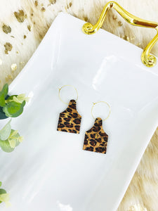 Genuine Cork on Leather Cow Tag Hoop Earrings - E19-2798