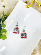 Load image into Gallery viewer, Cheetah Faux Leather and Natural Cork Cow Tag Earrings - E19-2801