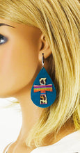 Load image into Gallery viewer, Turquoise Suede and Embossed Leopard Leather Earrings - E19-2805