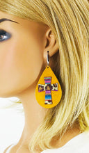 Load image into Gallery viewer, Mustard Suede and Embossed Leopard Leather Earrings - E19-2806