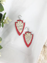 Load image into Gallery viewer, Genuine Alligator Leather and Coral Earrings - E19-280