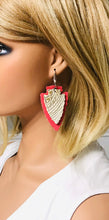 Load image into Gallery viewer, Genuine Alligator Leather and Coral Earrings - E19-280