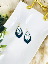 Load image into Gallery viewer, Turquoise Suede and Daisy Leather Earrings - E19-2811
